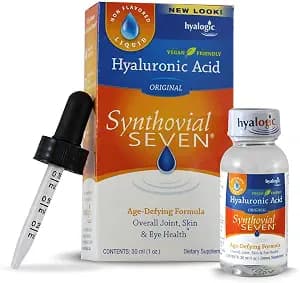 Hyalogic Synthovial Seven Liquid Hyaluronic Acid – Vegan Oral Joint & Skin Supplement, High Molecular Weight, Pure Hydration Support Supplements, 1 oz (2 Pack)