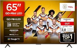 TCL 65 Inch 65Q6C QLED Mini LED TV, 4K HDR Premium, Dolby Vision IQ & Atmos, Onkyo 2.1, Smart Google TV, Game Master, 144Hz Motion Clarity Pro, AMD FreeSync Premium Pro, HDMI 2.1, AirPlay 2