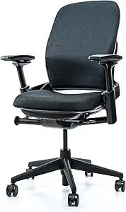 Steelcase Leap V2 Office Chair - Remanufactured by Crandall Office - Ergonomic, Fully Adjustable, 12-Year Warranty, Black Fabric - Premium Work & Home Office Seating