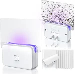 LFSYS 2 Pcs Fruit Fly Traps for Indoors (2 Device+10 Refills) Plug in UV Light Fly Trap for Gnats, Fruit Flies, Flying Insects Sleek Design Indoor Safe