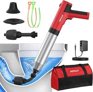 POPULO Electric Drain Cleaner Plunger Toilet Plunger Drain Quick High Pressure Drain Cleaner Durable Versatile Toilet Plunger for Shower, Toilet