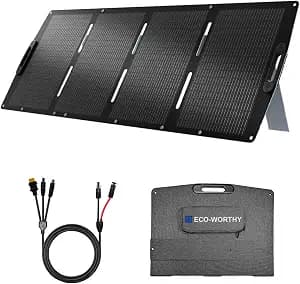ECO-WORTHY 200W Portable Solar Panel for Power Stations,IP65 Waterproof & Lightweight with Adjustable Kickstand,23% High Efficiency Foldable Solar Panel for Outdoor RV Camping Off Grid Emergency