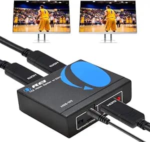 OREI HDMI Splitter 1 in 2 out - Ultra HD 4K @ 30Hz, HDCP, 3D & Full HD 1080P Support for Xbox, PS4, Blu-ray, HDTV - Adapter Included