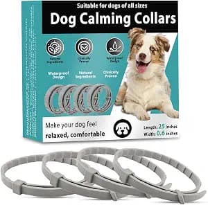 Calming Collars for Dogs, 4 Packs Dog Calming Collar Contains Long Lasting Pheromone for 60 Days, Separation/Stress/Anxiety Relief for Dogs, Adjustable for Small Medium Large Dog (Grey)