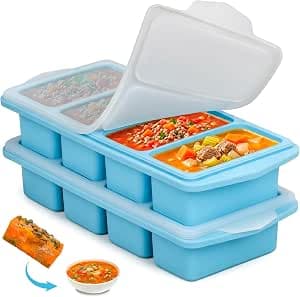 1-Cup Silicone Freezing Tray with Lid (250ml x 4) | BPA-Free Portion Control Trays for Soup, Broth & Meal Prep | Stackable Freezer Containers for Kitchen Organisation