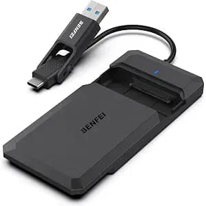 BENFEI 2.5 Inch SATA to USB Tool Free External Hard Drive Enclosure, USB Type-C/Type-A to Sata Compatible for 2.5 Inch SSD(Optimized for SSD, Support UASP)