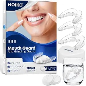 Mouth Guard for Grinding Teeth at Night, Mouth Guard for Clenching Teeth at Night Upgraded Safety EVA Material, Night Guards for Teeth Grinding, Anti Grinding Guard for Adult with 6 Cleaning Tablets