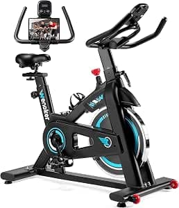 Exercise Bike, WENOKER Stationary Bike for Home, Indoor Bike with Silent Belt Drive, Heavy Flywheel, Comfortable Seat Cushion and Upgraded Digital Display