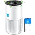 GoveeLife Smart Air Purifiers for Bedroom, Portable Filter Cleaner with WiFi Alexa Control for Pet Hair Odors Pollen Smoke, 24dB Quiet Air Purifier with 3 Speeds, Timer, Aromatherapy for Desktop