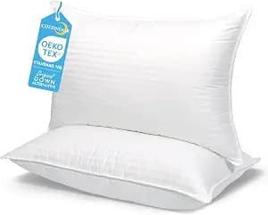 COZSINOOR Bed Pillows for Sleeping Queen Size - Hotel Quality Set of 2 - Breathable Cooling Down Alternative Microfiber Filled for Back, Stomach, Side Sleepers Skin-Friendly