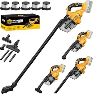 Cordless Vacuum Cleaner Compatible with Dewalt 20V Battery (No Battery), 50kPa 125AW Strong Suction | 5 HEPA Filters | 4-in-1 Nozzle | 65CFM Brushless Handheld Vacuum for Home, Car, Pet (Tool Only)