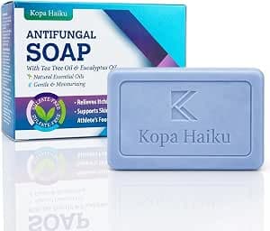 Tea Tree Antifungal Skin Soap: Ideal for Skin Prone to Athletes Foot, Jock Itch, Ringworm, Itching, Back Blemishes, Folliculitis & Odor, Antibacterial Soap With Tea Tree & Eucalyptus Oil 125g