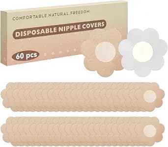 60 Pcs Pasties Nipple Covers for Women - Disposable Nipple Pasties No-Show Nipple Stickers Nipple Tape