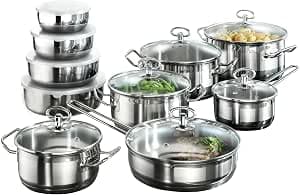 Karcher 20-Piece Stainless Steel Cookware Set with Lids | Complete Cookware Set for Kitchen, Induction, Gas and Electric | Casseroles, Pans and Saladiers for Home and Family