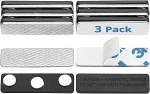 Mata1-USA (3 Badge Holder Magnets, 1.75 x 0.5 inches), Name Tag Magnet Backs w/ 3 Extra-Strong Neodymium Magnets for ID Badge Holders