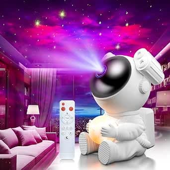 Astronaut Galaxy Projector with Moon Lamp, Night Light for Kids and Adults with Timer, Ideal Christmas or Birthday Gift for Bedroom