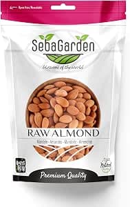 Seba Garden Californian Almonds Raw 1 kg- Whole Natural - Ziplock Bags