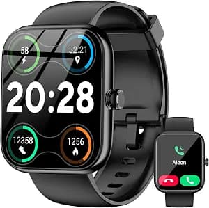 Smart Watch with Alexa, 1.83" HD Fitness Tracker, Message Notifications, IP68 Waterproof, 120+ Sport Modes, 24/7 Heart Rate & Sleep Monitor, Long Battery Life, Compatible with iPhone Android(Black)