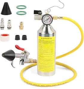 AC Flush Kit Home A/C Flush Tool Automotive A/C Flush Kit House AC Flushing Kit 1L Stainless Steel Bottle R134A R12 R22 R404 R410A Air Conditioner System Flush Canister Kit Clean Tool Set