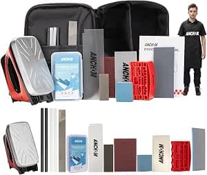 ANCHOM Ski Snowboard Tuning Kit, Complete Ski Snowboard Waxing Kit with Waxing Iron, Wax, Edge Tools, Carry Bag, Base Repair, Professional Tuning Equipment