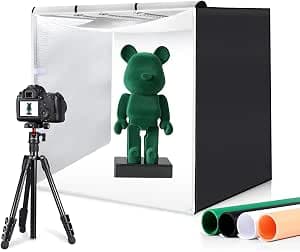 PULUZ Photo Box 80 x 80 cm, 32 Inch Professional Dimmable Photo Studio Box with Movable 3 Light Strips, 234 Pieces LED Lights 90 W & 4 PVC Backdrops for Large Product Photography