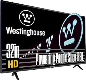 Westinghouse 32 Inch TV, HD LED Small Flat Screen Non-Smart Television, Works with Fire Stick, Roku, Apple TV, TiVo, Xumo, and Streaming Devices
