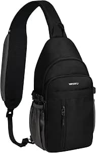 WATERFLY Small Crossbody Sling Bag: RFID Travel Hiking Daypack Man Woman | RFID-blocking,12 Multi-compartment pockets,Water-resistant,Adjustable shoulder strap with phone pocket,Durable nylon