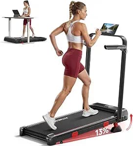 RHYTHM FUN Treadmill with Incline, Walking Pad with Handle Bar,300lbs Walking Pad with APP, Portable Folding Walking Treadmills for Home/Office with Low Noise