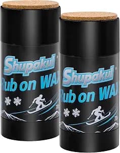 2 Pcs 70g Rub on Snowboard Wax, Portable Quick Ski Wax with Cork Applicator, Universal Ski Snowboard Waxing Accessories for Outdoor Snowboard Base Protection