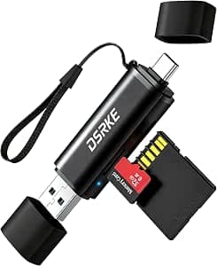 SD Card Reader USB C, Dual Slot Micro SD Memory Card Reader for Camera & PC, Compatible with iPhone 17 16 15, Galaxy S26, Type C & USB 3.0 (Black)