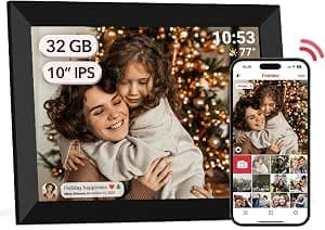 FRAMEO Digital Photo Frame WiFi 32GB Digital Photo Frame 10.1 Inch 1280 x 800 IPS LCD Touch Screen Smart Cloud Photo Frame with Auto Rotation Instant Share Moments via Frameo App