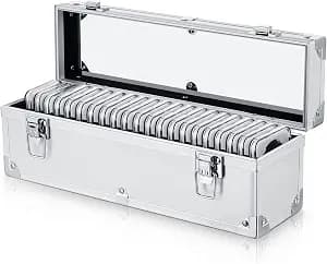 Funrous 100/50/20 Slabs Aluminum Coin Storage Box Case for Slab Holders Storage Collection Supplies Coin SlabStorage Box for Collectors(20 Coins,Silver)