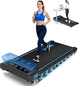 Walking Pad Treadmill for Home, 4-in-1 Treadmill Desk with 9% Gradient, 2.5HP Walking Machine with LED Display, Remote Control, 12 HIIT, Maximum Load 150 kg, No Assembly Required