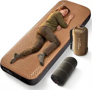 Lost Horizon Air & Foam Camping Mattress, Self-Inflating Sleeping Pad, 4.5" Thick, with Pump Sack, Single