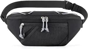 BAGSMART Fanny Packs for Women Belt Bag with Adjustable Strap Crossbody Waist Bag Pack for Running Hiking Workout Travel, Black