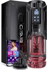 EINSEO Sex Toys for Men Penis Pump - AI Sync Full Waterproof Male Masturbator Pocket Pussy with 7 Sucking & 7 Thrusting Rotating Licking Modes, Adult Toys Male Sex Toy with Hands-Free Suction Base