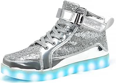 IGxx LED Light Up Shoes for Men USB Recharging High Top LED Sneakers Women Kids