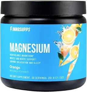 InnoSupps Magnesium Powder - Dual-Action Mineral Mix with Magnesium Bisglycinate & Carbonate - Promotes Stress Relief, Hydration, and Recovery (Orange, 30 Servings)