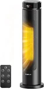 Space Heaters for Indoor Use Large Room, 1500W Portable Electric Heater with Remote, 5 Modes, Safety Protection & Child Lock, 12H Timer, Oscillation Heater for Bedroom Home Office Black 1Pack
