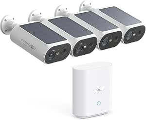 AOSU Solar Security Cameras Wireless Outdoor, 4 Cam-Kit, No Subscription Required, Local Storage, Home Security Cameras System with Integrated Solar Panel, 2K Color Night Vision, 5G & 2.4G WiFi