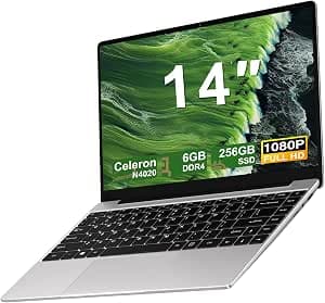 14 Inch Laptop 6GB RAM+256GB Laptop PC Win11 Celeron N4020 2.4+5G WiFi BT4.2-Silver-4