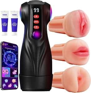 Riotor Male Masturbator Mens Sex Toys - Penis Pump Sex Toy for Men with 9 Sucking & 9 Thrusting & 9 Vibrating, APP Control Adult Toys Pocket Pussy 3D Male Stroker with Visual Screen Blowjob Toy