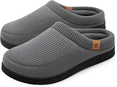 VeraCosy Men's Moccasin Slippers Comfy Soft Durable Slip-on Indoor Memory Foam House Shoes