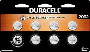 Duracell 2032 Lithium Battery, 8 Count (Pack of 1), Child Safety Features, Compatible with Key Fob, Tea Light Candles and Other Devices, CR2032 Battery