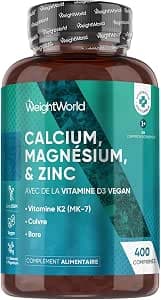 Calcium Magnesium Zinc Vitamin D3 K2 MK7, 400 Vegan Tablets (+ 1 Year Stock) Vitamin Complex with Copper, Selenium, Manganese & Boron, Multivitamins and Minerals Adult 8-in-1