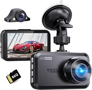 Miden S7 2.5K Car Dashcam Front Rear 64G SD Card, 1600P + 1080P FHD, IPS 3.2 Inch Car Camera Wide Angle, G-Sensor, WDR, 24H Parking Mode, Loop Recording