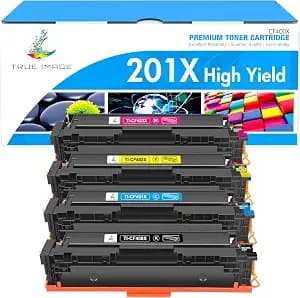 TRUE IMAGE 201X M277dw Toner Cartridge High Yield Compatible Replacement for HP 201X 201A M252dw CF400X Color Pro MFP M277dw M277c6 CF401X CF402X CF403X Printer (Black Cyan Yellow Magenta, 4-Pack)