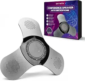 Skywin Bluetooth Conference Speaker with Microphone, Portable Wireless Speaker for Office Desk, Computer, and Laptop, Bluetooth Microphone for Conference Room, Home Office, and PC, Smart Speakerphone