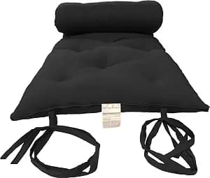 D&D Futon Furniture Twin Size Traditional Japanese Floor Futon Mattresses, Tatami Foldable Cushion Mats, Yoga, Meditaion 80 x 39 x 3 (Black)