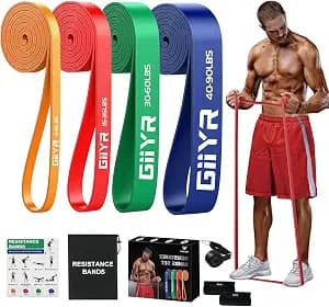 Resistance Bands Set for Men & Women - 4 Levels Exercise Band with Door Anchor, Pull Up Bands for Strength Training, Stretching, Powerlifting, Home Workouts